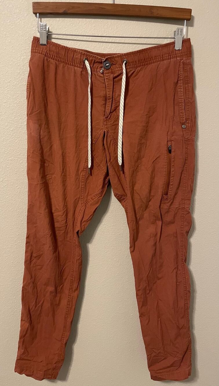 Vuori Ripstop Climber Pant Mens Medium Orange Organic Cotton Stretch Style v412